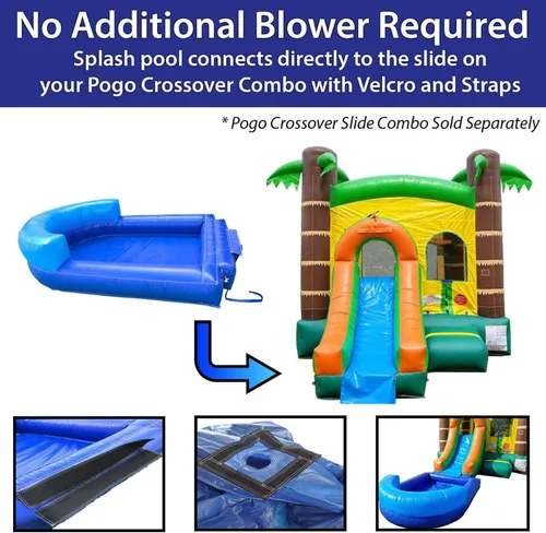 Vista 3 de Pogo Bounce House Accesorio de piscina azul húmedo o seco para unidades combinadas cruzadas 8 pies x 6 pies Solo compatible con inflables Pogo