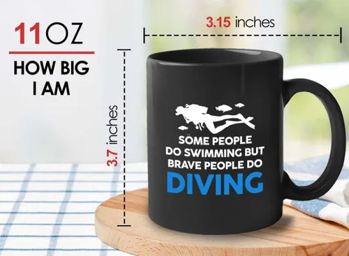 Vista 35 de Taza de café de buceo de 11 onzas, color negro, sumerge en la felicidad, actividades de respiración subacuática, pasatiempos, natación, ascenso