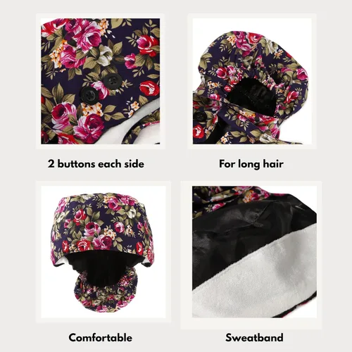 Vista 7 de First Lifesaver Cofia de trabajo con botones y un listón, para mujeres con cabello largo