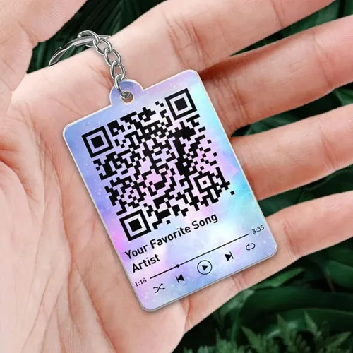 Vista 5 de NAZENTI Muñeca personalizada para pareja, con llavero acrílico sentado junto, canción de código QR favorita personalizada, regalo de pareja, llavero
