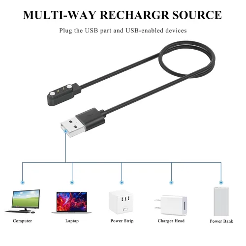 Vista 6 de Meliya Gloryfit - Cargador de reloj inteligente, cable de carga USB magnético de 0.157 pulgadas para relojes inteligentes Gloryfit T80 T70 T60 T50