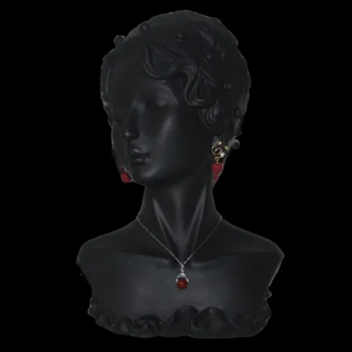 Vista 5 de Soporte de maniquí de exhibición de joyas, soporte portátil para aretes de cabeza de maniquí femenino, estante para collares, joyas, mesa