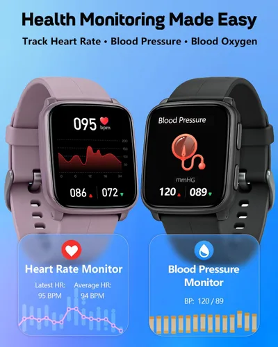 Vista 2 de MorePro Rastreador de actividad física con monitor de frecuencia cardíaca y presión arterial 24/7, oxígeno en sangre y rastreador de sueño, reloj