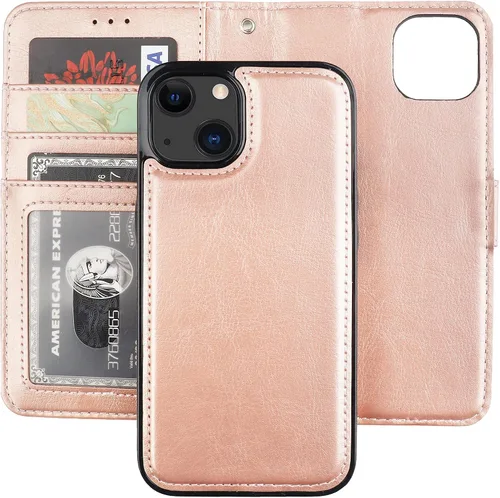 Vista 20 de Bocasal Funda tipo cartera desmontable para iPhone 13 con bloqueo RFID, ranuras para tarjetas, soporte de piel sintética de alta calidad, soporte
