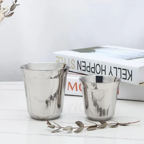 Vista 8 de Easyworkz Juego de 2 tazas de café expreso de acero inoxidable con aislamiento de doble pared de metal Demitasse Cups 2.5 oz