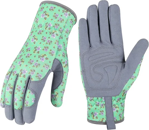Vista 12 de Bamllum Guantes de cuero para jardinería para mujer, guantes de trabajo para deshierbe, excavación, plantación, rastrillo y poda