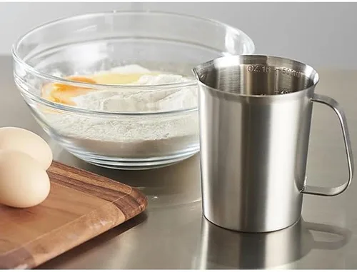 Vista 5 de CURTA Taza medidora de acero inoxidable 18/8 con mango y labio de vertido, 16 oz (2 tazas, 16.9 fl oz)