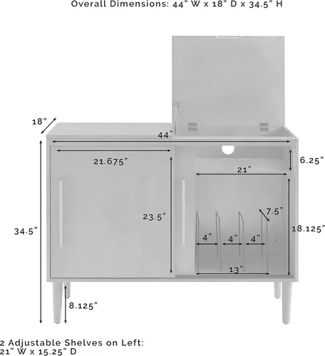 Vista 3 de Consola de medios y soporte para tocadiscos Crosley Furniture Everett con almacenamiento para discos de vinilo, color Avellano Acorn