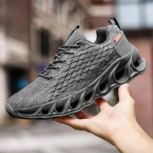 Vista 4 de Zapatos deportivos de moda para hombre, para correr, caminar, zapatos de tenis antideslizantes con cordones, para enfermería, levantamiento