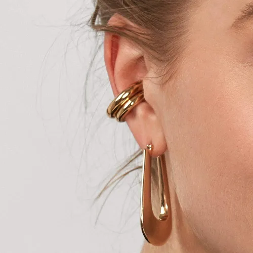 Vista 2 de Obidos Aretes de oro chapados en oro de 14 quilates con circonita cúbica brillante y redonda para mujer, cartílago con clip, aretes para cartílago