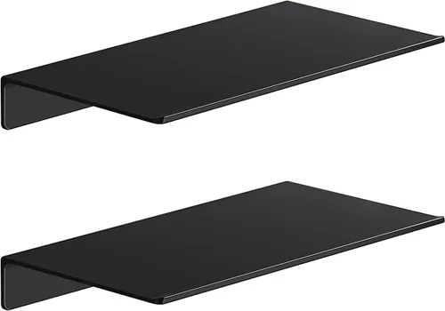 Vista 32 de Danpoo Pequeño estante flotante para almacenamiento en la pared, mini estante de exhibición para coleccionables, estante de pared de metal para Negro