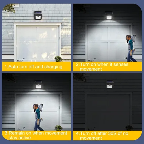 Vista 7 de Upgraded 28 LEDs Wireless Sensor de movimiento solar luz recargable impermeable luces de seguridad Potente Para al aire última intervensión Patio