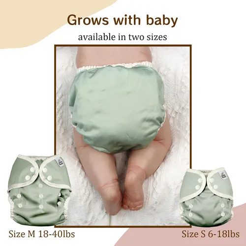 Vista 3 de Mama Koala Fundas de pañales de tela ajustables reutilizables con doble refuerzo para niñas y niños, cierre a presión, talla M (papilla vibrante-M)