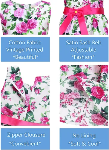 Vista 71 de Vestido de verano para niña, de algodón, con diseño floral