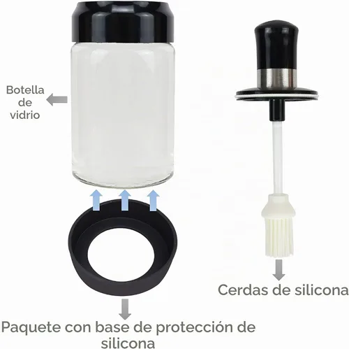 Vista 5 de EIKS Botella de aceite con cepillo de silicona para cocinar barbacoa cocina