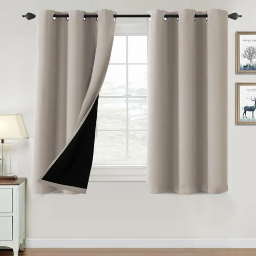 Vista 147 de H.VERSAILTEX Cortinas 100% de opacidad para dormitorio, con aislamiento térmico, cortinas opacas de 63 pulgadas de largo, cortinas de bloqueo