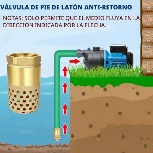 Vista 5 de Válvula de pie de latón 1-1/4 Pulgadas NPT válvula de retención de malla de resorte de servicio pesado conexión hembra unidireccional preventor