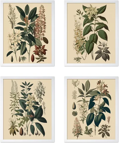 Vista 31 de Poster Master Póster botánico vintage de 3 piezas, estampado floral retro, regalo para artistas, amigos, flores de acuarela, brillante, azul