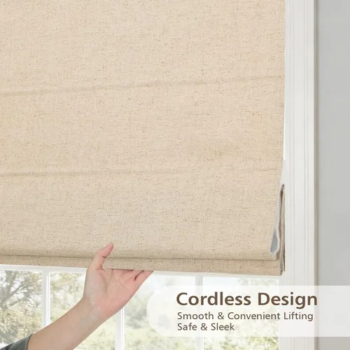 Vista 8 de Sunbox Persianas romanas sin cordón, de tela para oscurecer la habitación, persianas romanas para ventanas, puertas, puertas francesas, ventanas