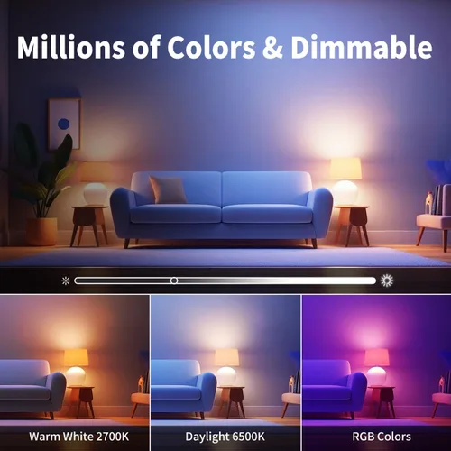Vista 3 de ANWIO Matter - Bombillas inteligentes de 8.5 W (60 W de reemplazo) Bombilla LED A19 E26 compatible con la aplicación SmartThings, Alexa, Google