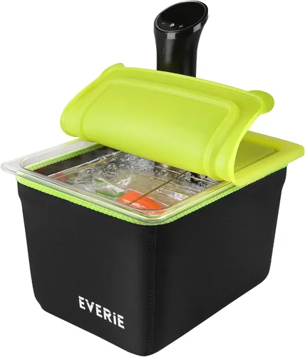 Vista 9 de EVERIE Kit de recipiente Sous Vide de 12 cuartos con tapa plegable + estante divisor de bloqueo + funda aislante - para cocinar largas - Se adapta a