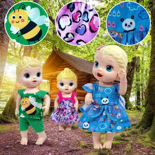 Vista 6 de WONDOLL Muñeca bebé viva de 12 pulgadas - Ropa y accesorios - 10 conjuntos de ropa para muñecas de 10-12 pulgadas, vestidos y accesorios para muñeca