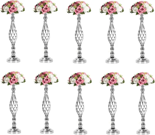Vista 7 de Candelabros de metal dorado para candelabros de boda, jarrones, flores, jarrones, 2 uds