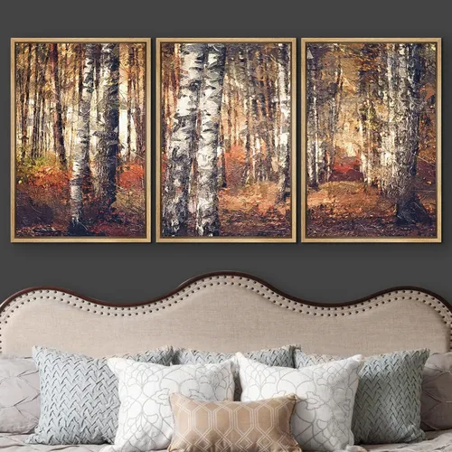 Vista 386 de wall26 Lienzo enmarcado para pared, juego de arte de acuarela pastel, paisaje rural, ilustraciones con formas abstractas, arte moderno, decorativo