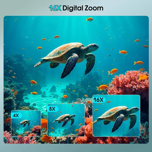 Vista 3 de Cámara subacuática 4K, cámara digital impermeable de 64MP 16FT con tarjeta de 32GB