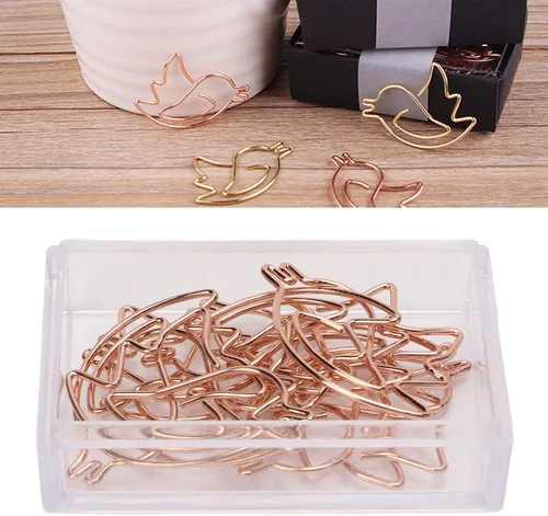 Vista 3 de 100 clips de papel con forma de animal de oro rosa, bonitos clips de papel con forma de conejo, bonitos clips de marcado para suministros
