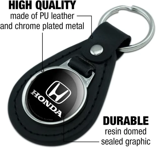 Vista 5 de Llavero de cuero negro con logotipo de Honda