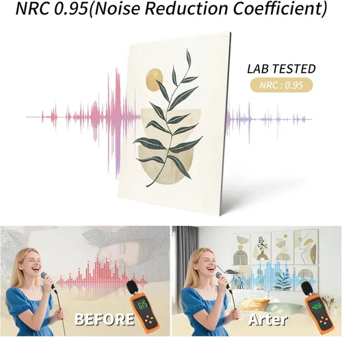 Vista 3 de Art3d paneles insonorizantes para pared 48"x32", paquete de 8 paneles acústicos de pared con arte, paneles de pared decorativos y absorbentes