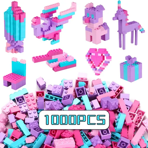 Vista 7 de Juego de 500 piezas de ladrillos de construcción, juguetes de bloques de construcción de colores clásicos, compatible con todas las principales