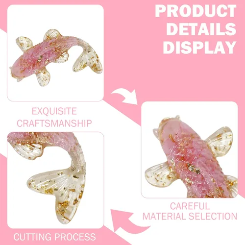 Vista 2 de Koi Fish Decor Crystal Figurine, Small Glass Fish Ornament for Home Desk, Lucky Wealth Attraction Decoration