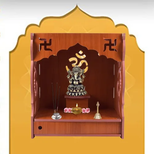 Vista 2 de Amaze International Hecho a mano Hermoso MDF Madera Hogar & Oficina Templo con LED Templo de Dios Templo de Color Rojo Mandir