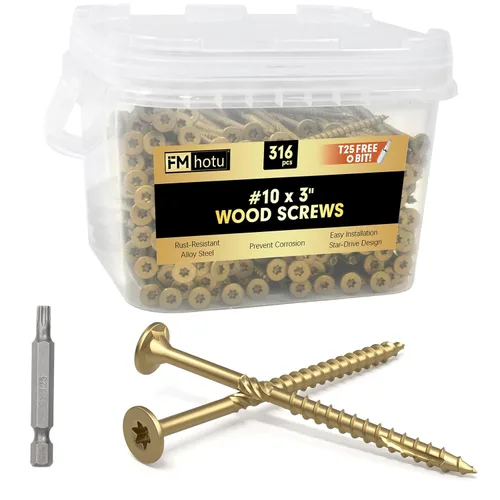 Vista 36 de #10 x 2-1/2" Tornillos para Terraza, 108 Piezas Tornillos para Madera con Cabeza Estrella, Tornillos para Madera Resistentes al Óxido para Negro