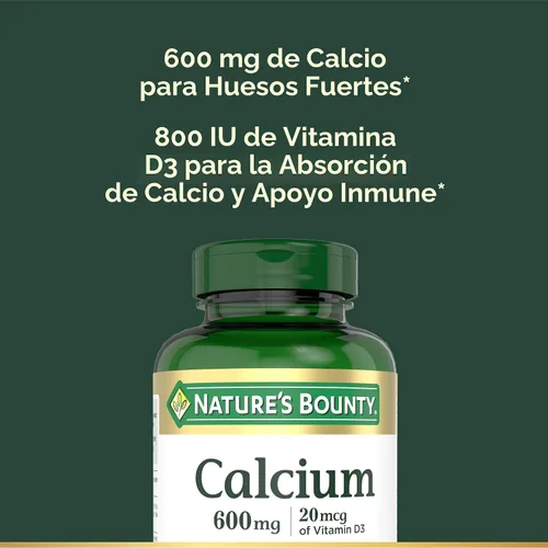 Vista 3 de Nature's Bounty Carbonato de calcio y vitamina D por Nature's Bounty, apoya la salud inmunológica y la salud ósea, 600 mg de calcio y 800 UI