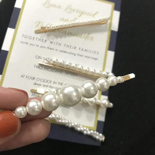 Vista 6 de Vpang 5 pinzas para el cabello de aleación de oro, pinzas para el cabello para mujer, pinza lateral dulce, accesorios para el cabello para boda
