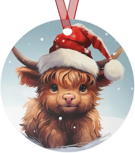 Vista 3 de Baby Highland Cow - Adorno de Navidad familiar (3.5 pulgadas), coleccionable para árbol o adornos colgantes de automóvil