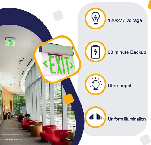 Vista 3 de Ciata Señal de salida LED, señal de salida iluminada, señal de salida de iluminación de emergencia, luces de salida de emergencia iluminadas