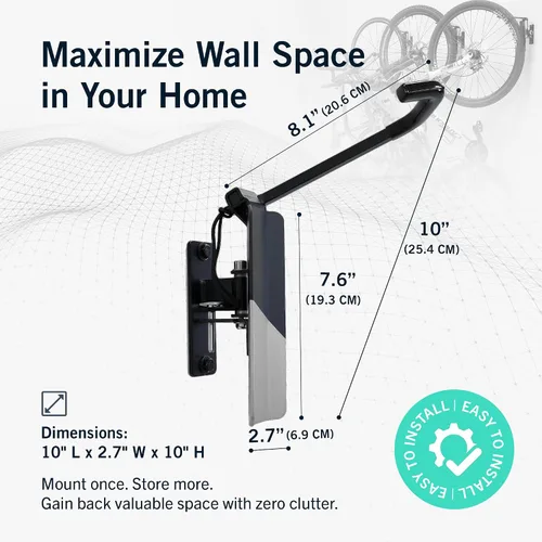 Vista 2 de StoreYourBoard Bike Hangers for Garage Garage Bike Rack Wall Mount, Vertical Bicycle Rack for Garage 124° Swivel Bike Wall Mount with Stopper