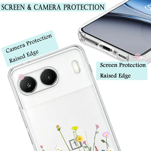 Vista 2 de Unov Funda para OnePlus Nord 4 5G, ramo de flores Patrón en relieve transparente, antideslizante, protector delgado a prueba de golpes, TPU