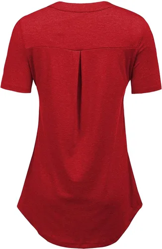 Vista 3 de Camisa LuckyMore de manga corta, con cierre zipper, de oficina, de trabajo, informal, suelta, para mujer