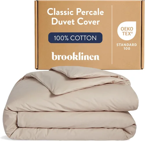 Vista 12 de Brooklinen Funda de edredón de percal de lujo, 100% algodón, fresca, nítida, lazos de esquina extralargos, cierre de botones, suave y transpirable