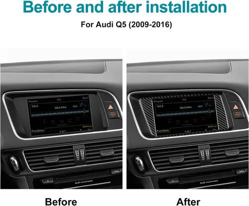 Vista 4 de Fibra de carbono, para accesorios Audi, cubierta de marco de navegación de automóvil, panel de consola central, ajuste interior para Audi Q5 Negro