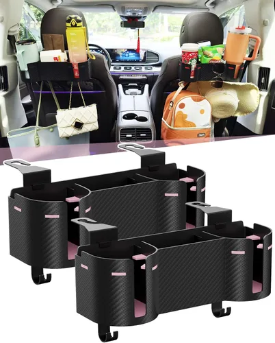 Vista 15 de Soporte para portavasos de asiento trasero de automóvil de 3.7 pulgadas con organizador, organizador de respaldo de asiento 4 en 1 de alta capacidad