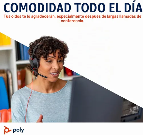 Vista 5 de Poly Blackwire 5210 - Auriculares con cable (Plantronics), micrófono flexible con cancelación de ruido, diseño de un solo oído, PC/Mac, móvil a