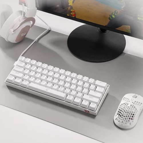 Vista 9 de Redragon K630 Dragonborn 60% Wired RGB Gaming Keyboard, 61 Keys Compact Mechanical Keyboard with Tactile Brown Switch, Pro Driver Support, White
