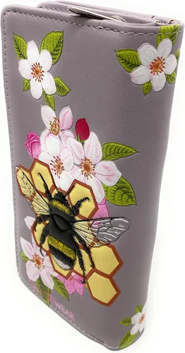 Vista 2 de Shag Wear Bumblebee Tattoo - Cartera grande de insectos para mujeres y adolescentes, piel vegana vegana sintética vegana de 7 pulgadas