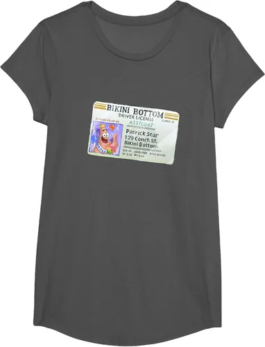 Vista 38 de SpongeBob SquarePants Camiseta con logotipo de Patrick Star Driver License King, Negro